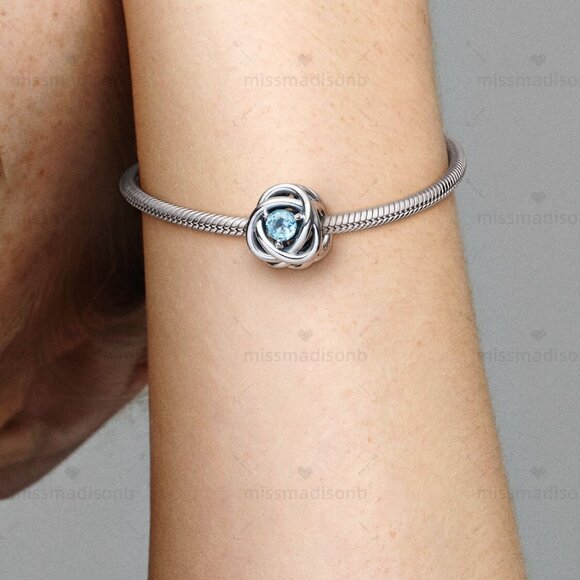 Pandora March Sea Aqua Blue Eternity Circle Charm - Picture 4 of 5